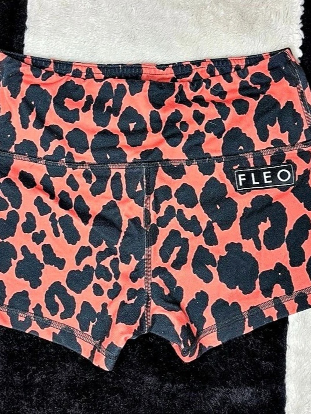 FLEO Animal Print Athletic Shorts in Orange/coral & Black Like New size small